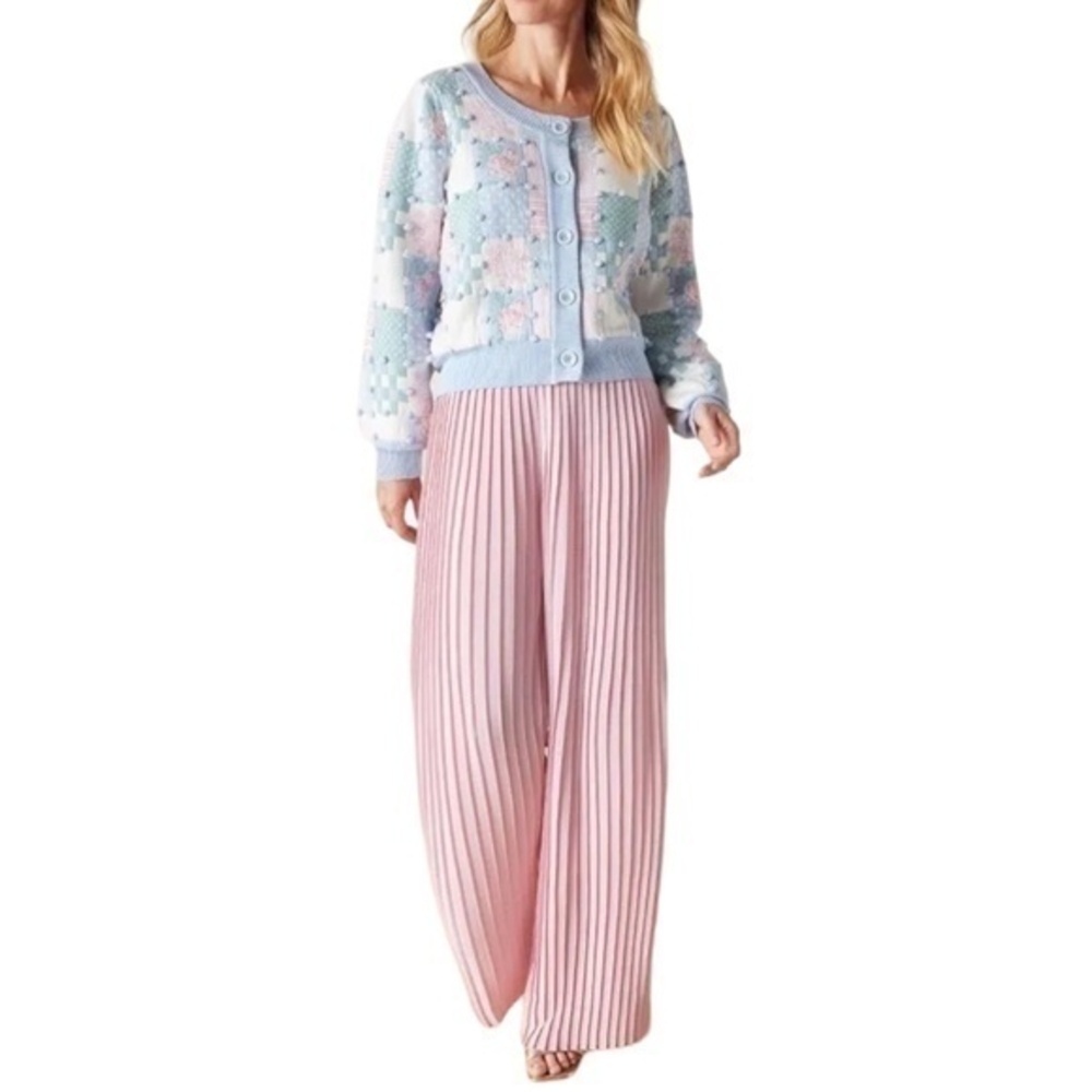 Matilda Jane NWOT Curtain Call Accordion Pleat Wide Leg Pants Size Medium Pink